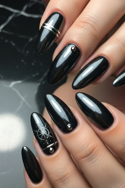 metallic black nail polish