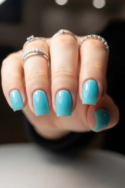 Short Jelly Baby Blue Nails