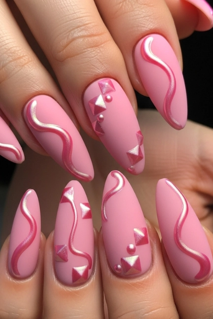 Matte Pink with 3D Highlights