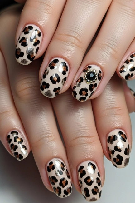 Classic Leopard Print Short Nails