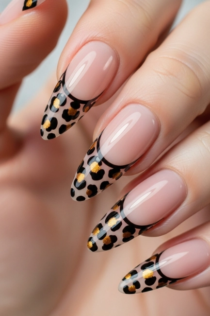 Nude Base with Leopard Tips