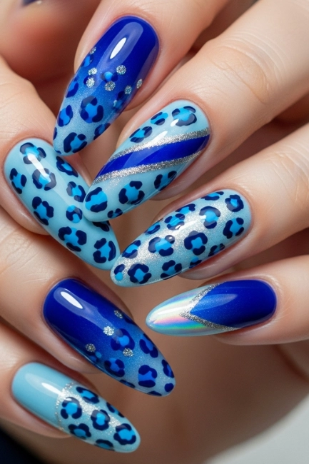 Blue Leopard Nail Inspiration