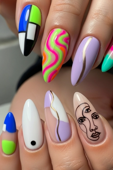 Short Abstract Nail Art Trends