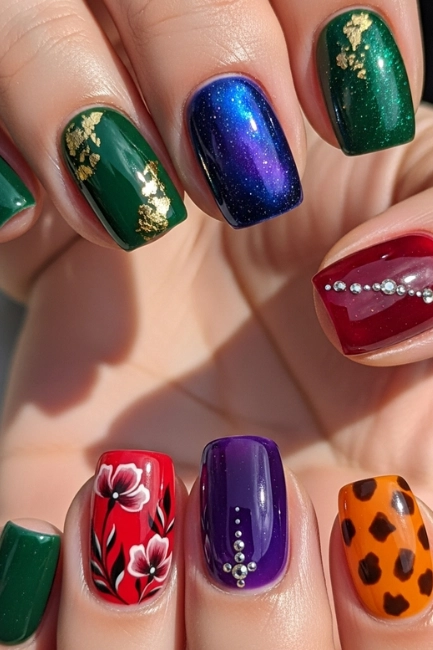 Jewel-Toned Short Nail Colors