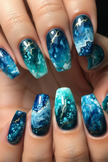 Deep Ocean Marble Design