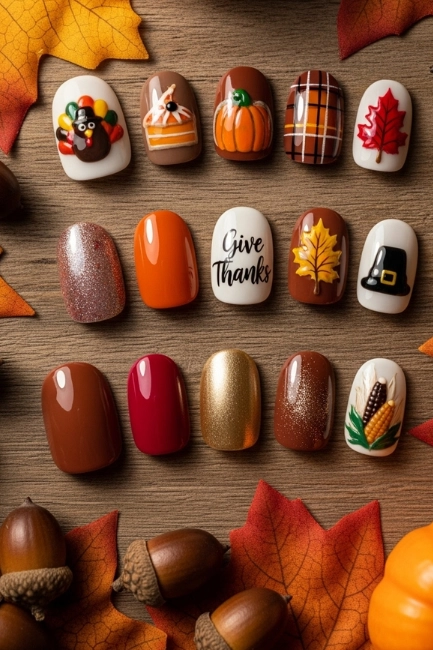 thanksgiving nail designs for short nails
