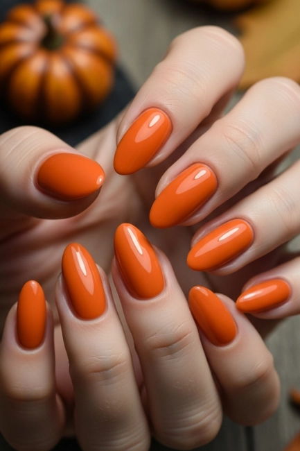 Classic Pumpkin Orange Nails