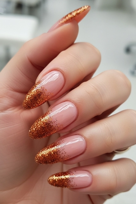 Copper Glitter Tips