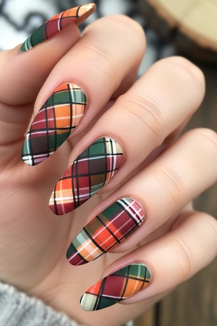 Rustic Plaid Nail Design