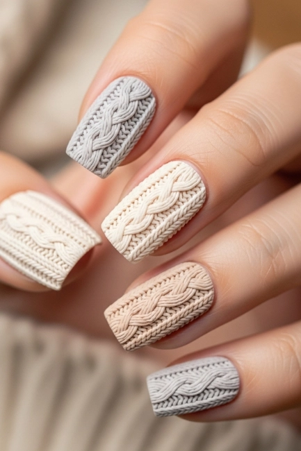Cozy Knit Texture Nails