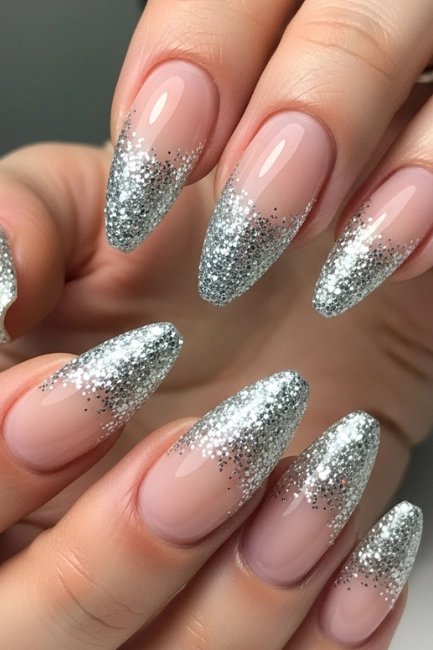 Frosted Glitter French Tips