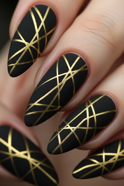 Black Matte with Gold Lines