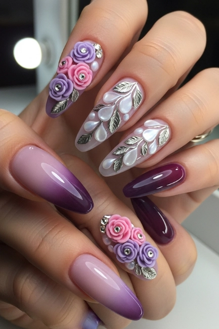 The Allure of Ombre Nails with 3D Design