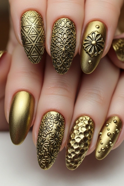 Matte Metallic Gold Nails
