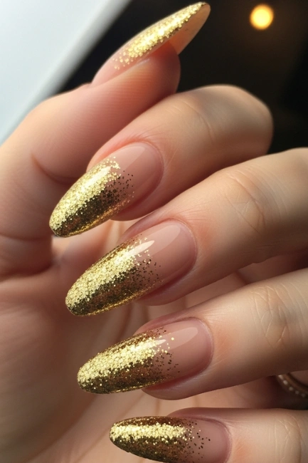 Glitter-Dipped Gold Tips