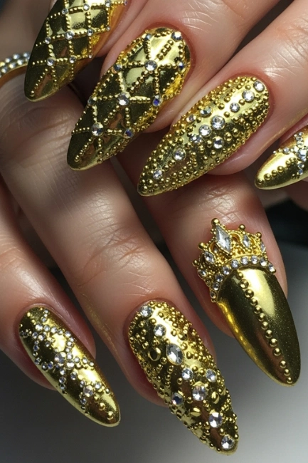 Gold with Rhinestone Embellishments