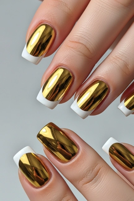 Holiday Glam Gold Nails