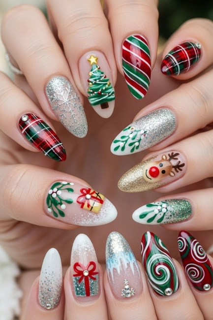 christmas almond nail