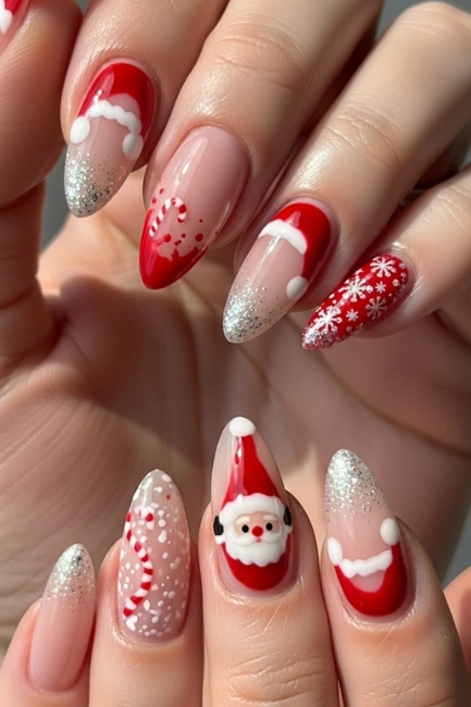 Santa Hat Nail Art