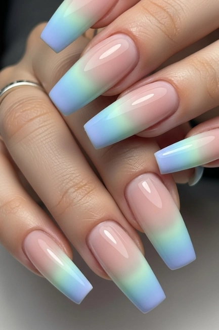 Pastel Ombre Ballerina Nails
