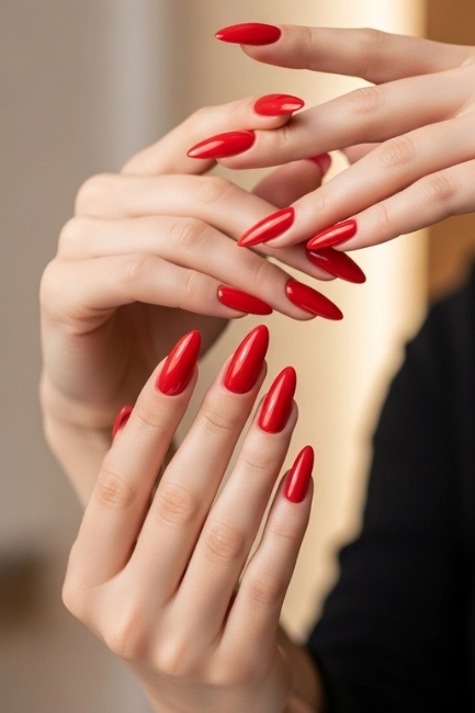 Red Ballerina Nails for a Confident Look