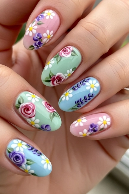 Floral-Inspired Short Nails