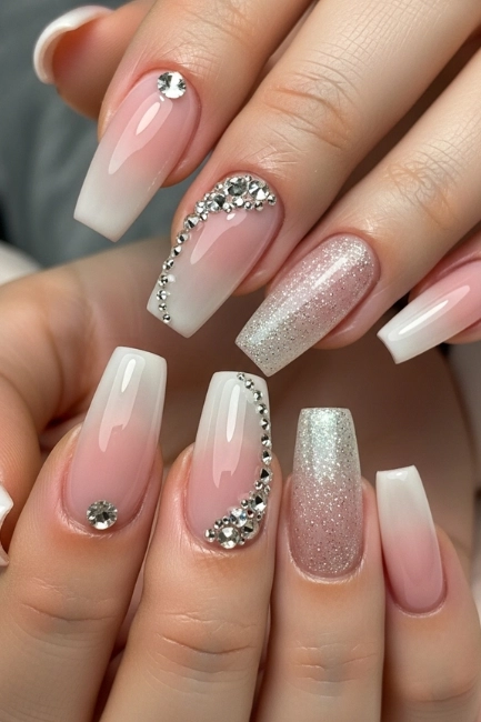 Crystal Accent Ballerina Nails