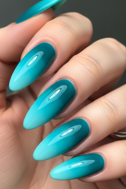 Teal Ombre Nails for Subtle Dimension
