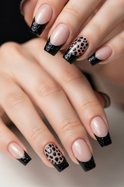 Black Animal-Print Tips for a Wild Textured Twist