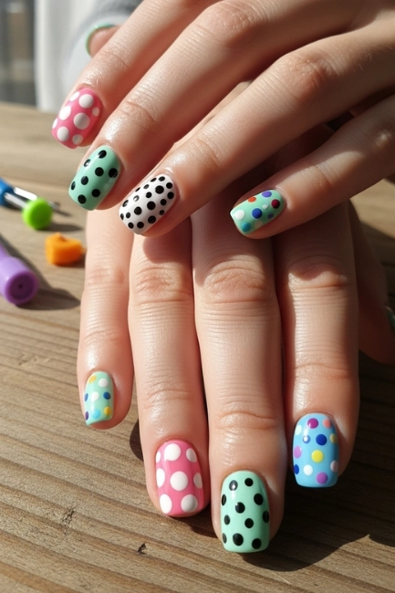 Easy At-Home Ideas for Polka Dot Nails