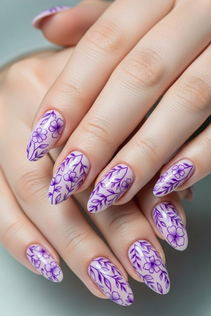 Line-Art Purple Florals for a Minimal & Contemporary Aesthetic