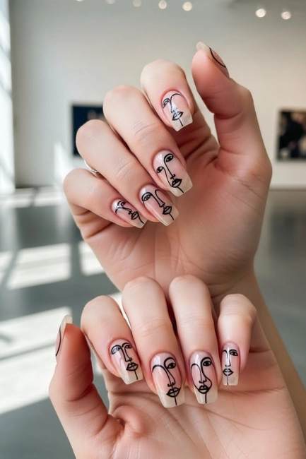 One-Line Face Art Museum Chic