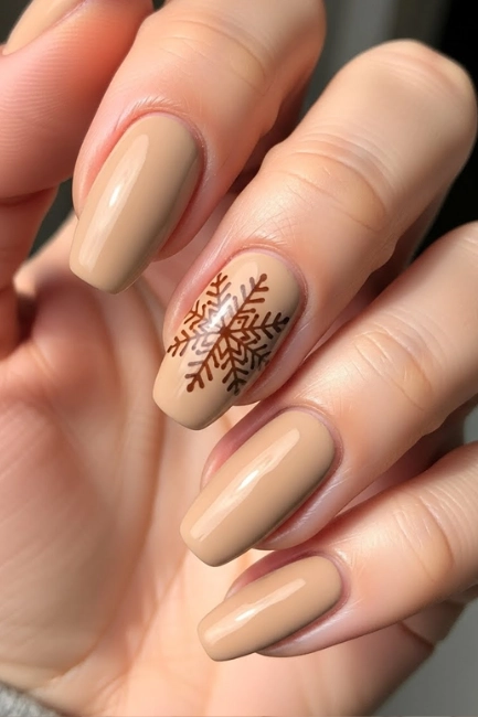 Mocha Snow-Flake Stamp (One Nail Only)