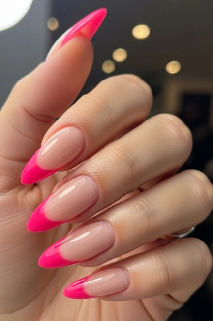 Hot Pink French Tips for Bold, Flirty Energy