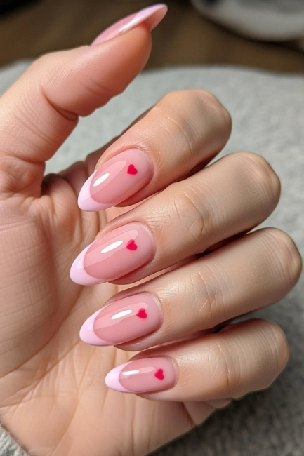 Pink French Tips with Hearts — The Ultimate Romantic Vibe