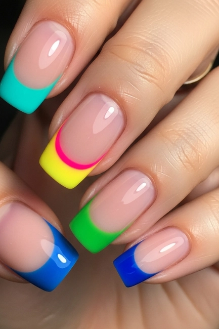 French Tips with a Colourful Twist