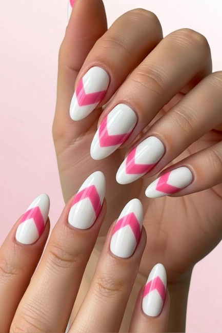 Pink White Negative Space Chevron Minimalist Magic