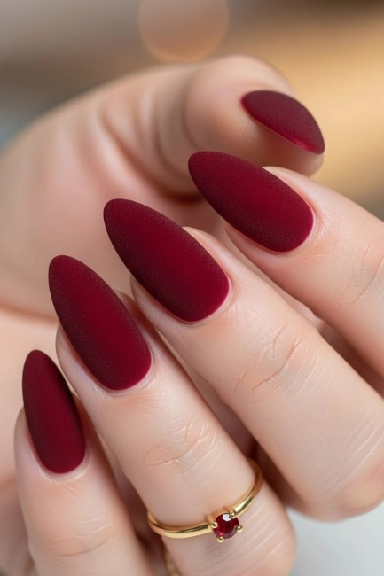 Velvet Finish Wine Nails for Soft Luxury
