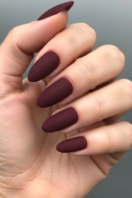 Matte Wine Nails for Understated Sophistication