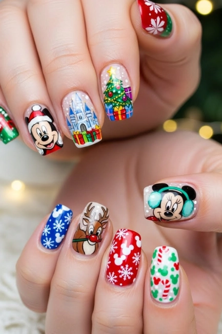 Playful Disney Christmas Nails That Celebrate Childhood Joy