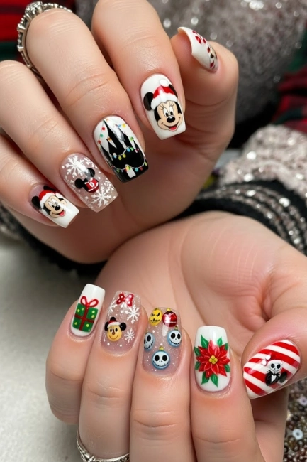 Styling Disney Christmas Nails With Holiday Outfits