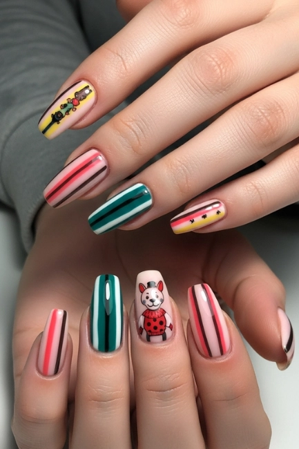Striped Nail Designs Inspired by Freddy’s Sweater
