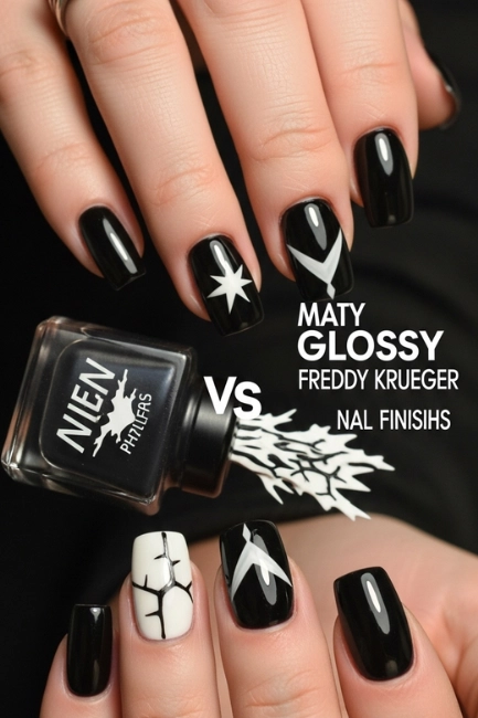 Matte vs. Glossy Freddy Krueger Nail Finishes