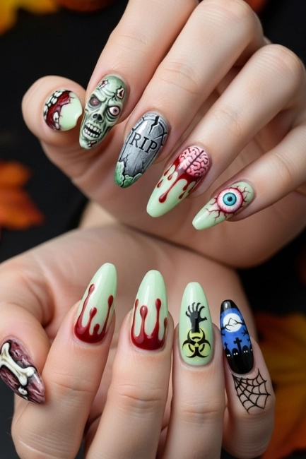 Seasonal Styling with Zombie Nail Designs