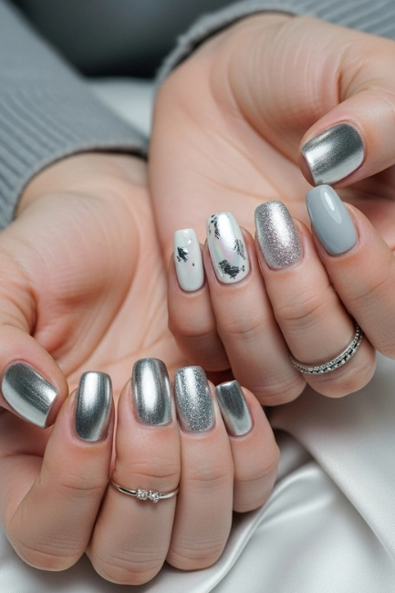 Popular Silver Wedding Nail Shades