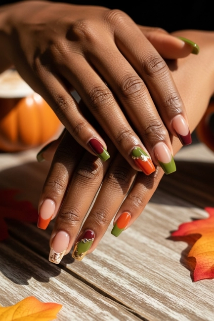 Modern Fall French Tips for Black Women