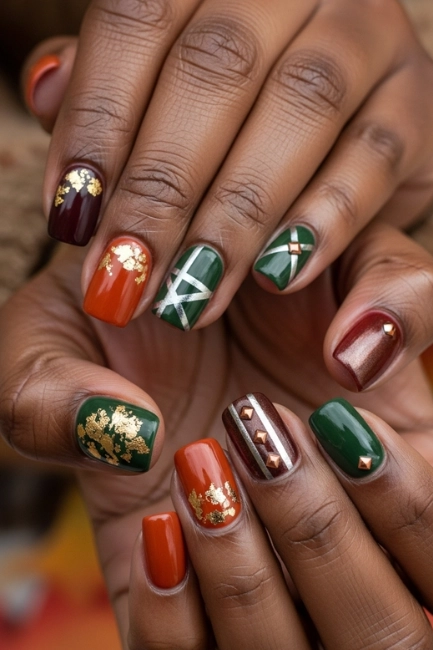 Metallic Accents That Elevate Short Fall Nails