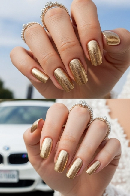 gold nails for wedding