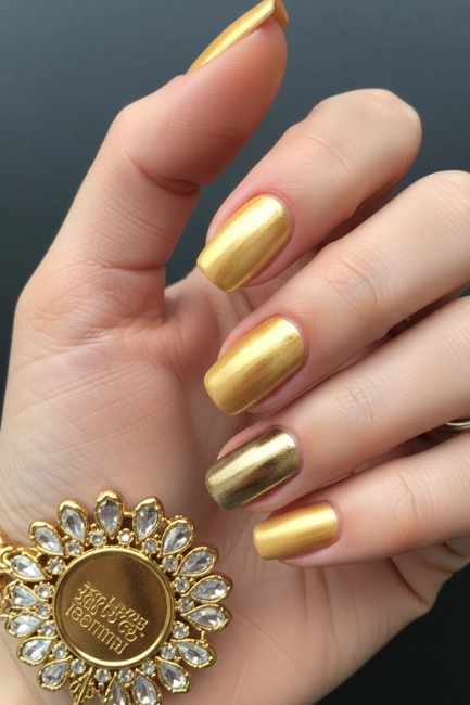Classic Gold Nail Designs for Traditional Brides