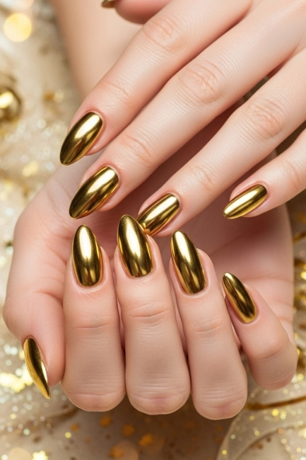 Glossy Gold Nails for Glamorous Celebrations